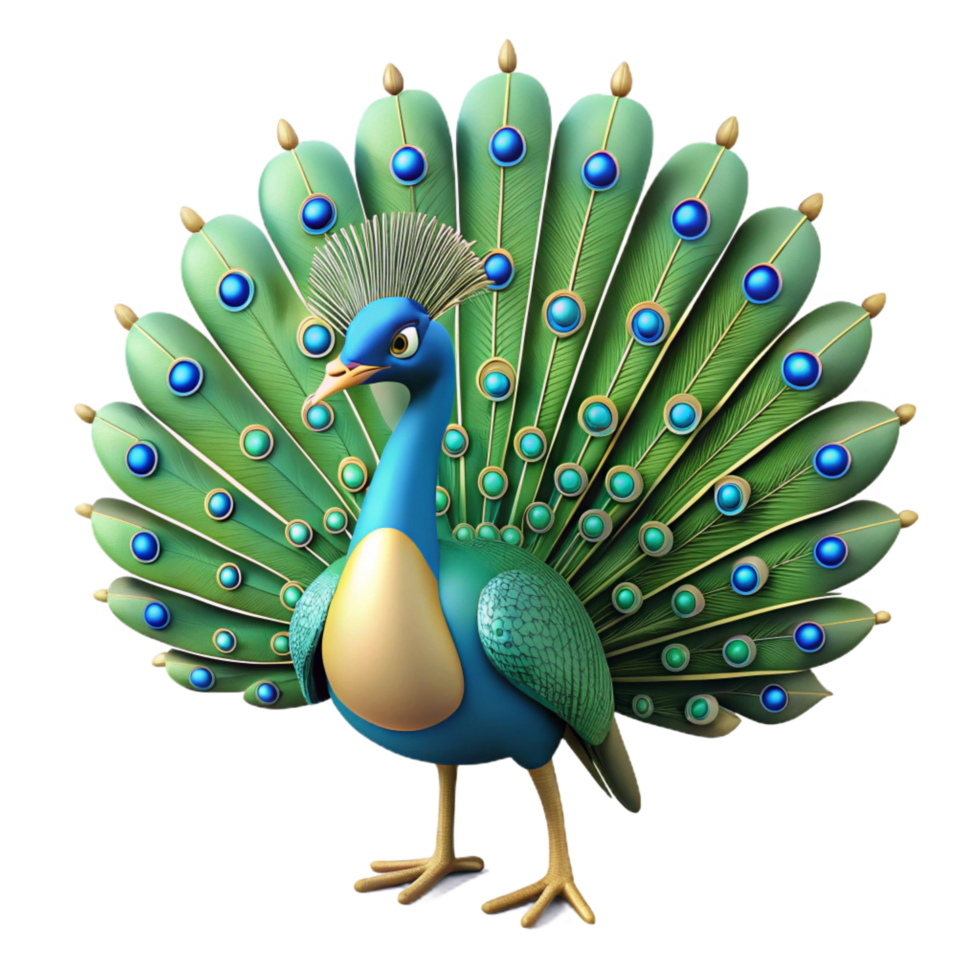 intense exquisite A peacock with feathers fanned out, NO BACKGROUND with Transparent Background. artisan png