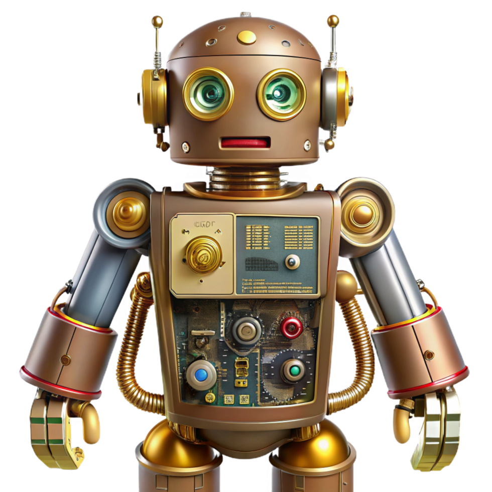 breathtaking abstract Steampunk robot schematic with detailed wiring and component labels. NO BACKGROUND with Transparent Background. masterfully captured png