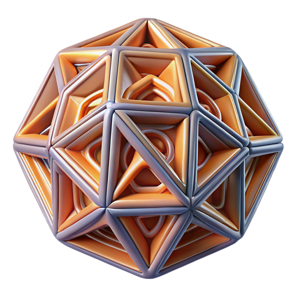 exquisite memorable A floating, geometric shape with intricate fractal patterns. NO BACKGROUND with Transparent Background. png