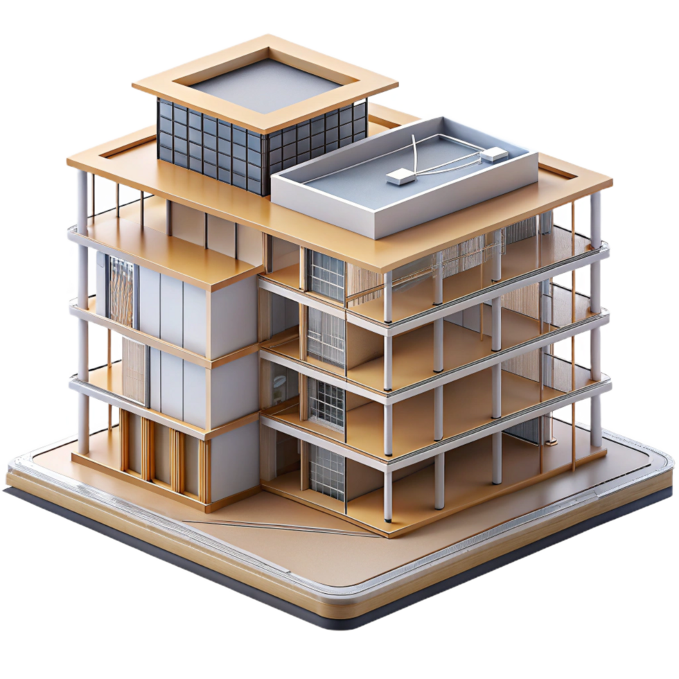 spectacular rare Detailed architectural section drawing of a multi-story building NO BACKGROUND with Transparent Background. png