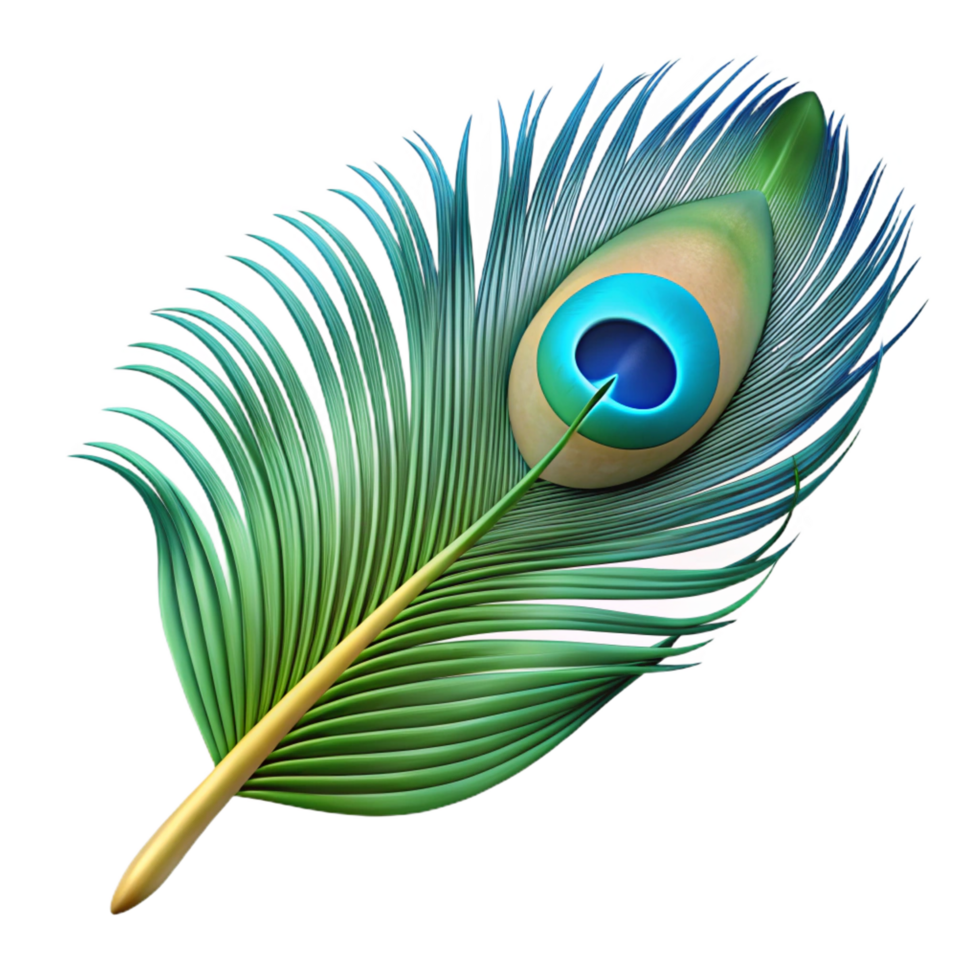 captivating playful retro Peacock feather NO BACKGROUND with Transparent Background. professional png