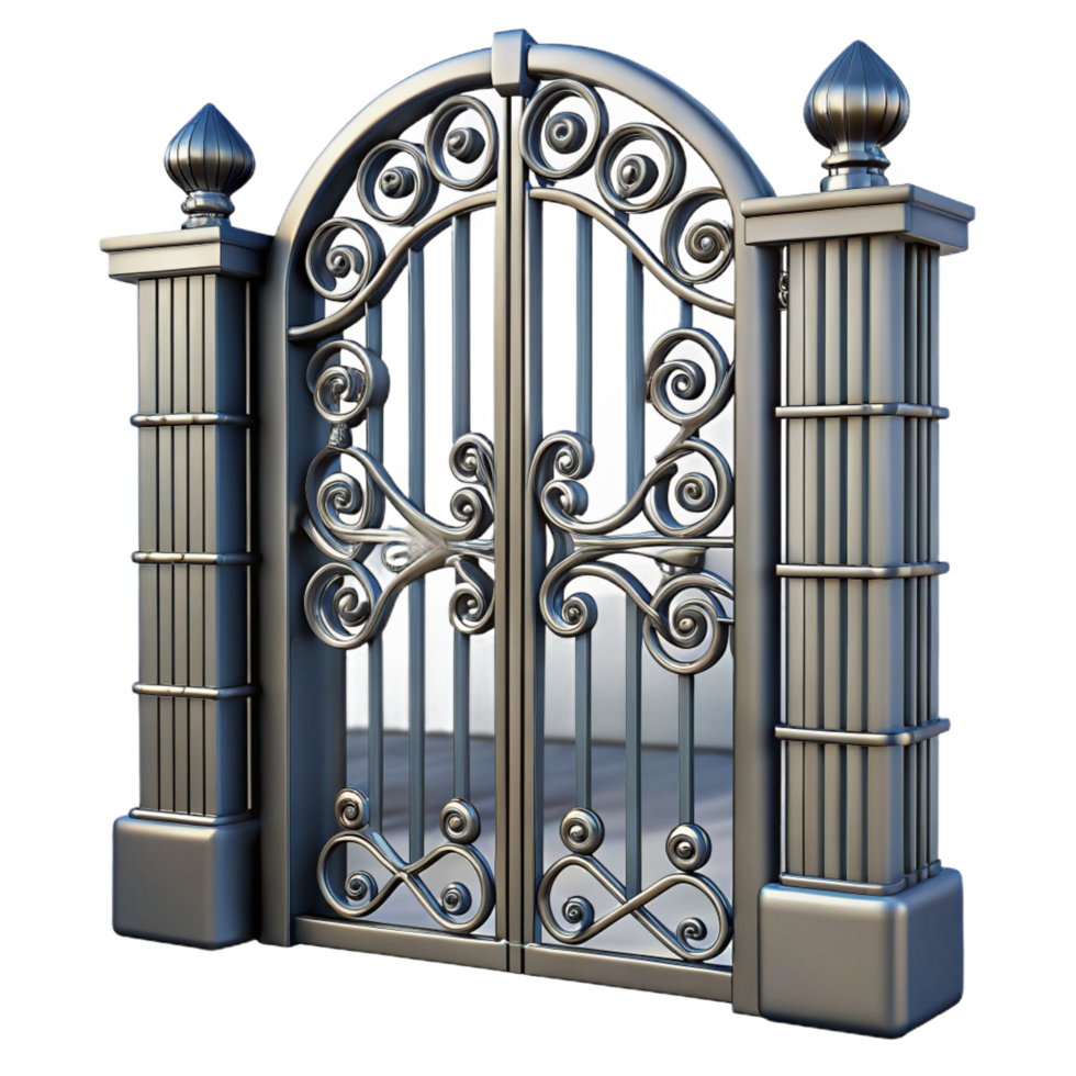 harmonious striking Metal gate, decorative design, NO BACKGROUND with Transparent Background. perfect clarity png