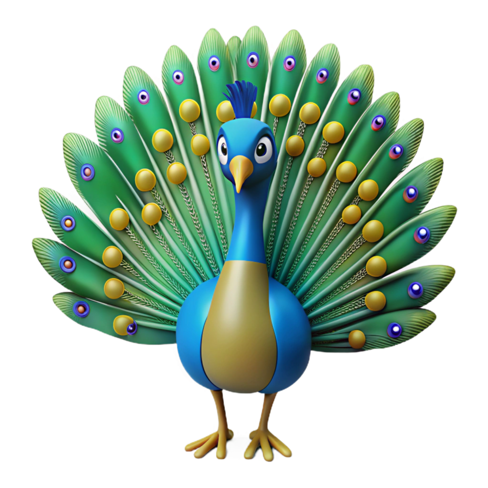 mesmerizing standout A peacock with feathers fanned out, NO BACKGROUND with Transparent Background. png