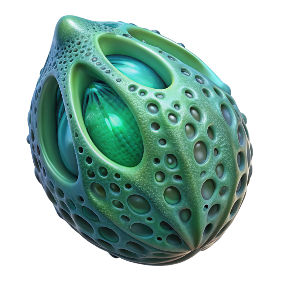 timeless bohemian Alien seed pod, organic, intricate patterns, bioluminescent. NO BACKGROUND with Transparent Background. authentic png