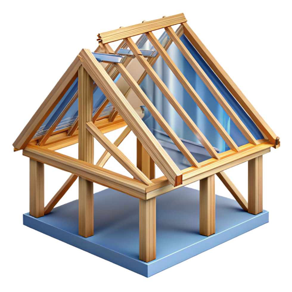 dramatic standout Construction plan of a roof truss NO BACKGROUND with Transparent Background. png