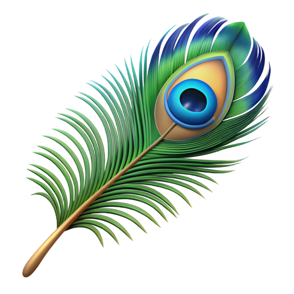 dramatic melancholic minimalist Peacock feather NO BACKGROUND with Transparent Background. high quality png