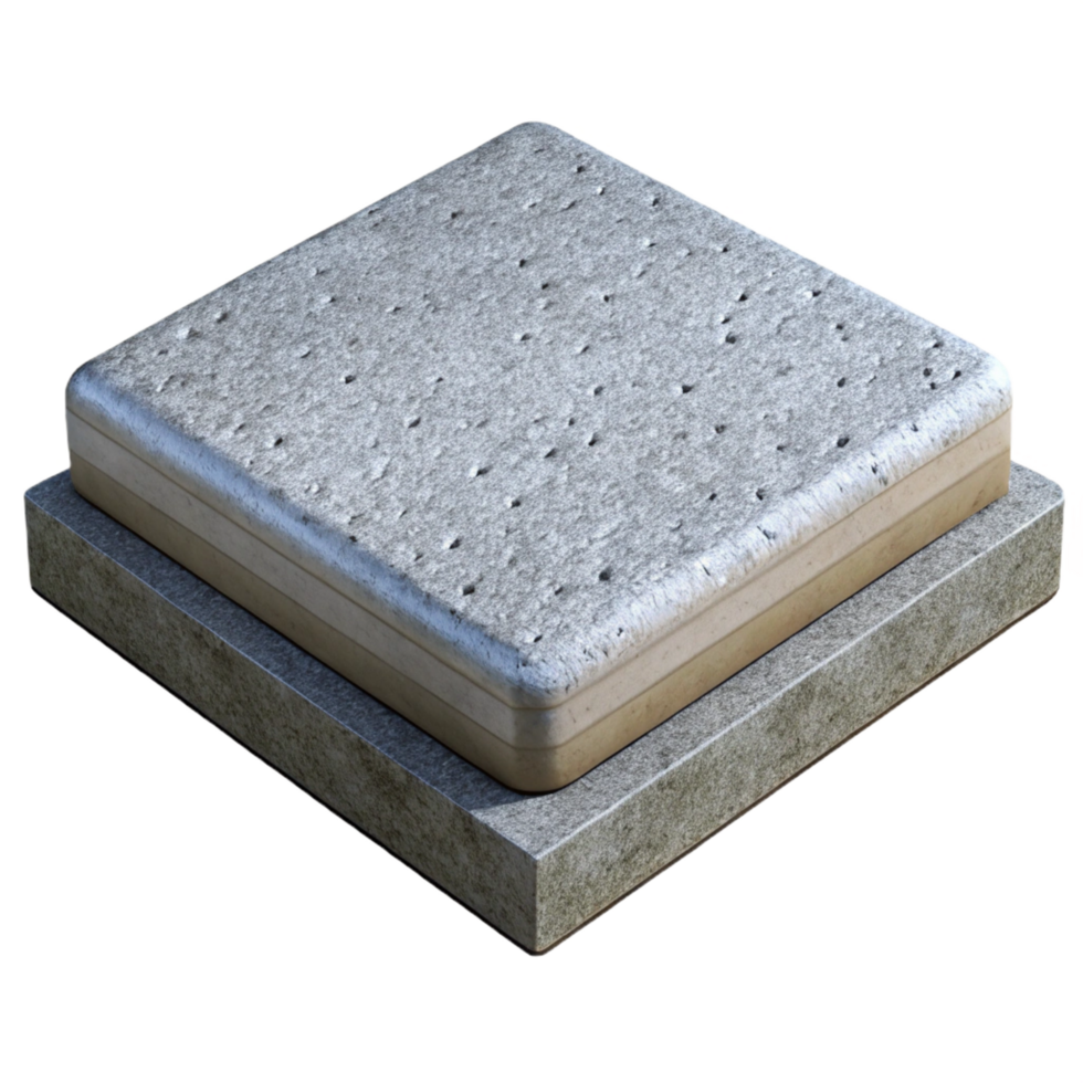 hypnotic minimalist Concrete slab, textured surface finish, NO BACKGROUND with Transparent Background. studio quality png