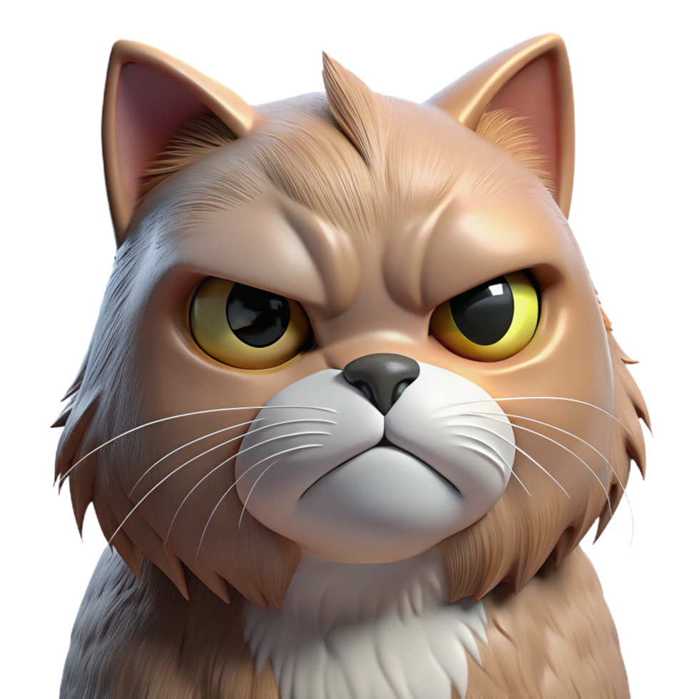 iconic rustic A grumpy Persian cat, close-up, NO BACKGROUND with Transparent Background. impeccable png