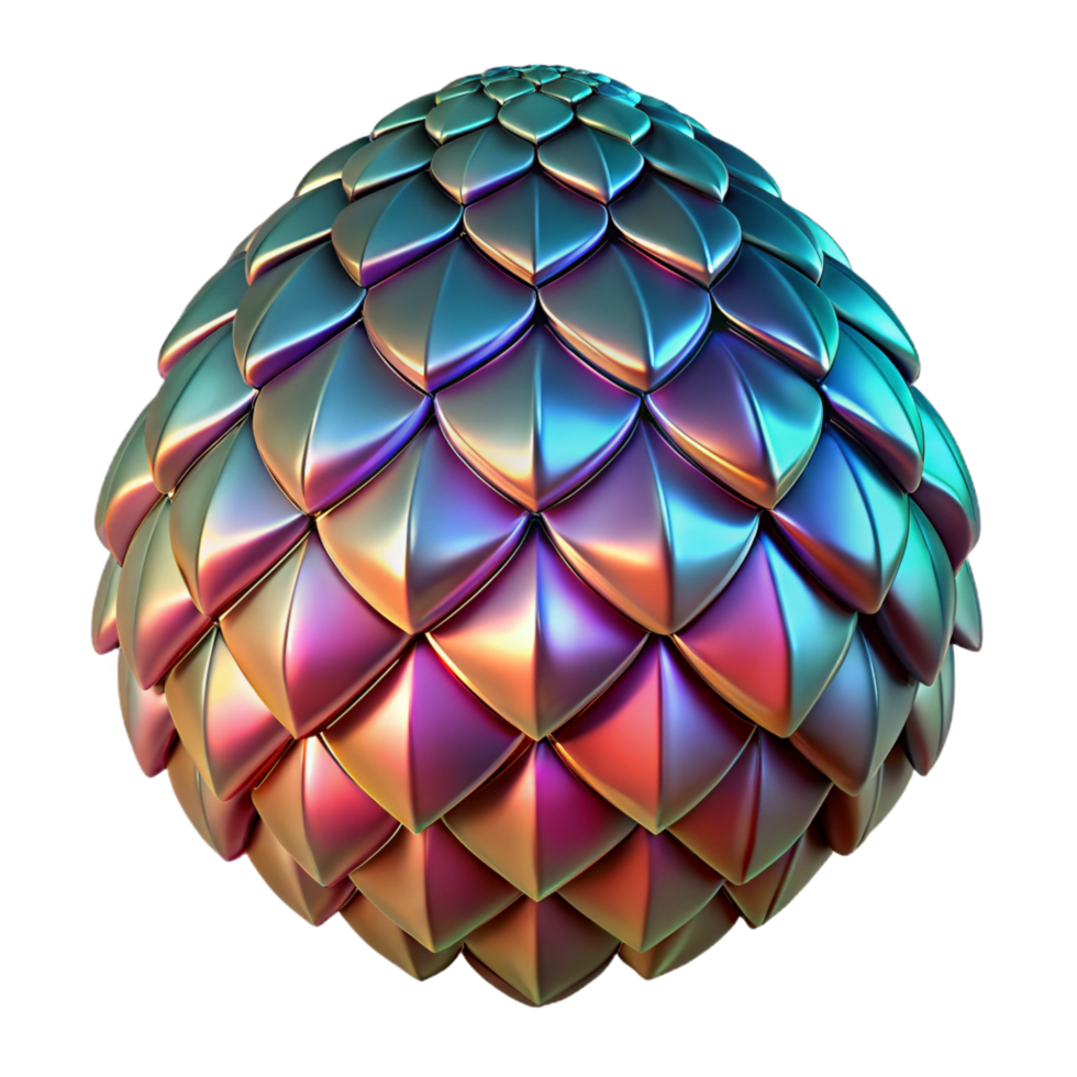 impressive signature A single, polished dragon scale, shimmering with various colors. NO BACKGROUND with Transparent Background. png