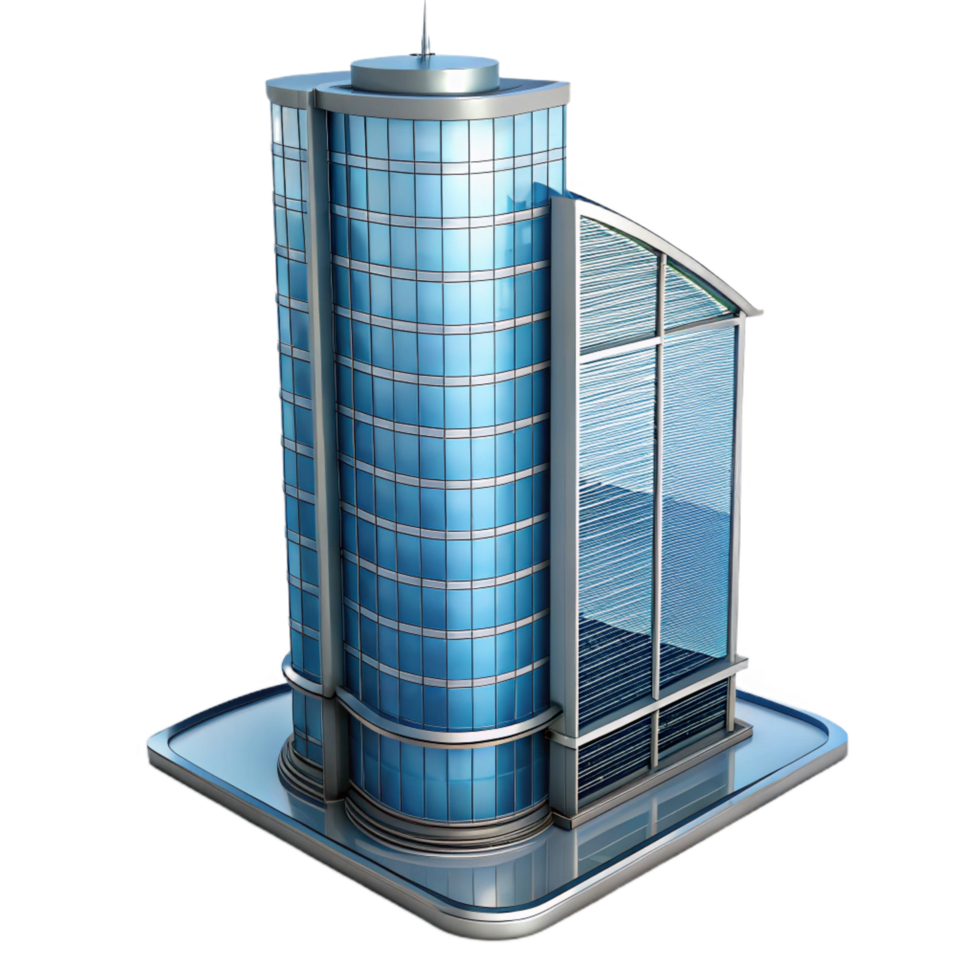 elegant elegant Modern skyscraper, glass and steel, NO BACKGROUND with Transparent Background. 8K png