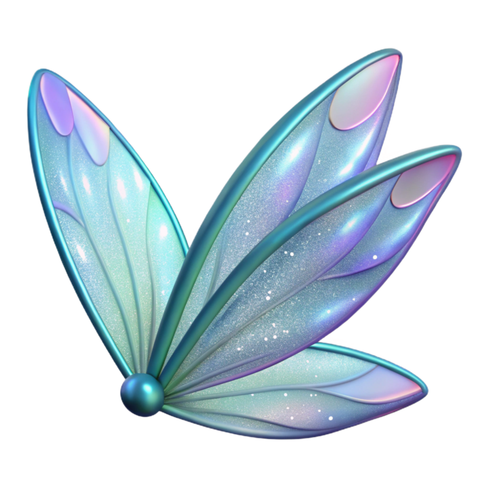 alluring minimalist A delicate fairy wing, shimmering with pixie dust. NO BACKGROUND with Transparent Background. detailed png