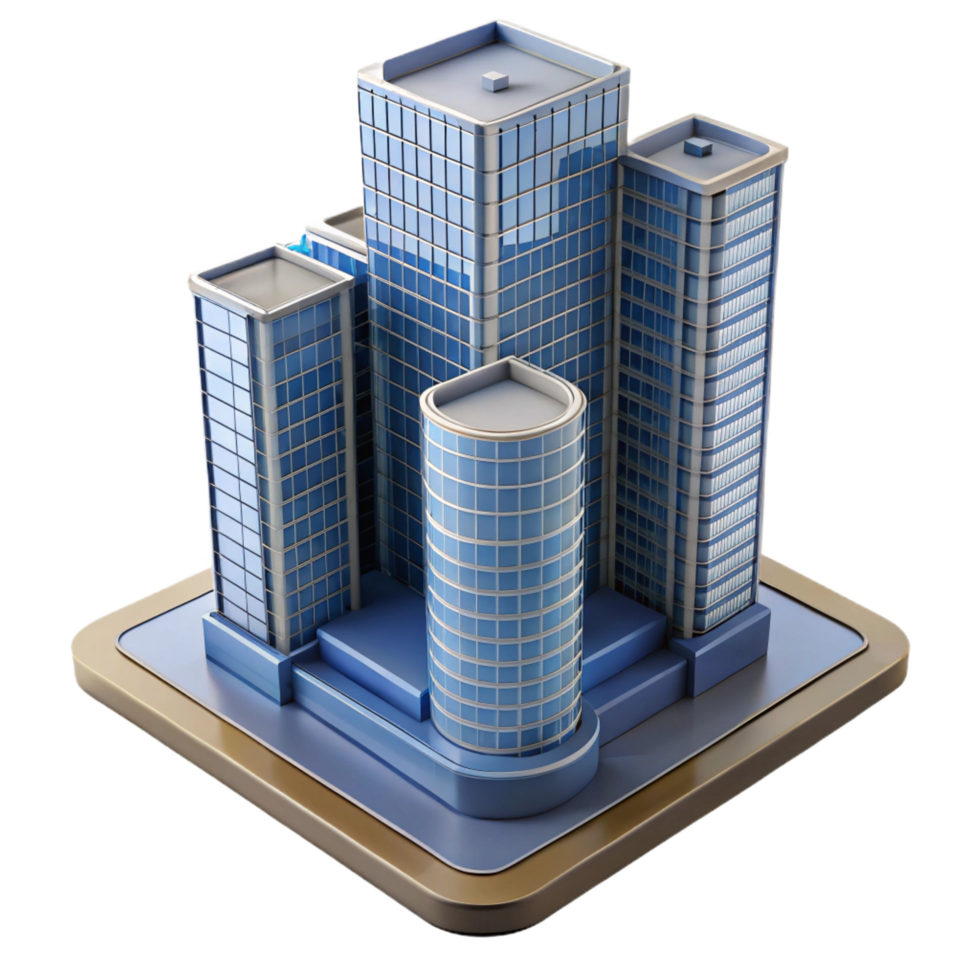ethereal majestic Modern skyscraper architectural model NO BACKGROUND with Transparent Background. handcrafted png