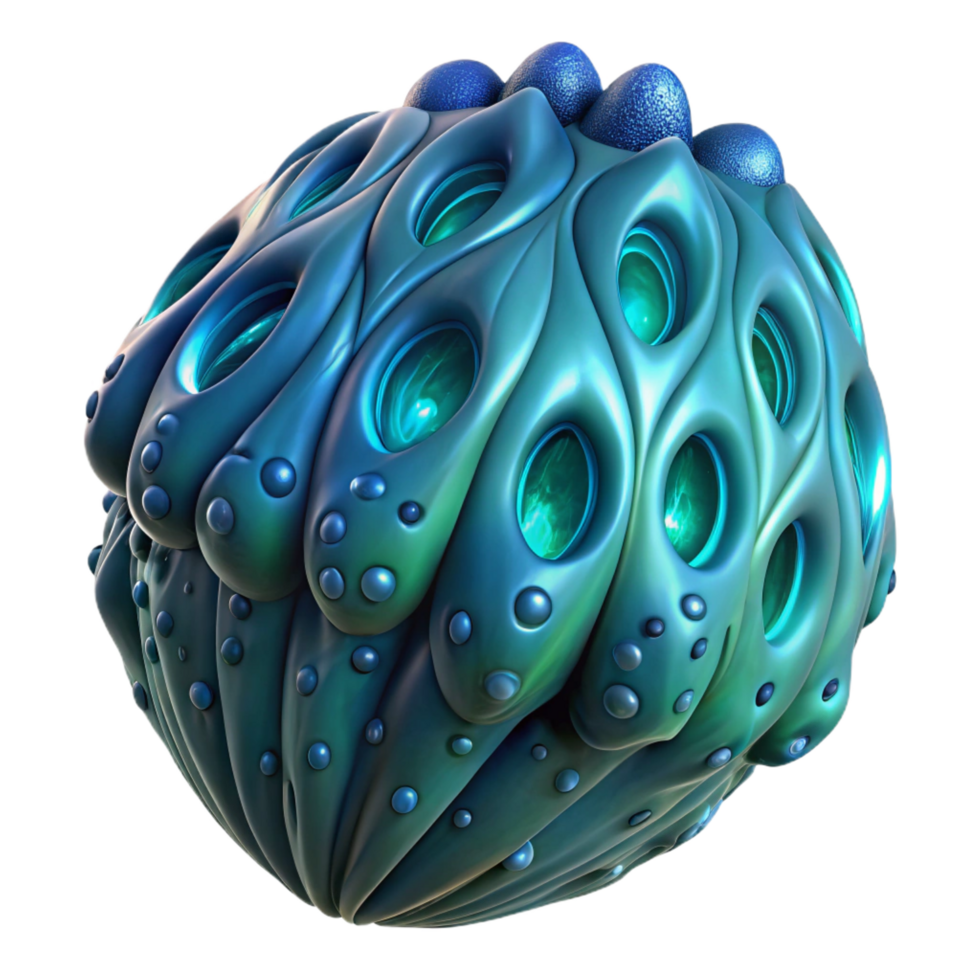 extraordinary rare Alien seed pod, organic, intricate patterns, bioluminescent. NO BACKGROUND with Transparent Background. png