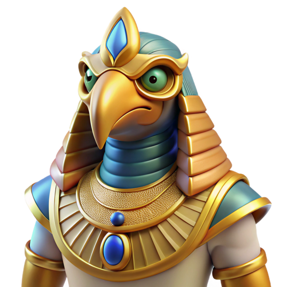impressive peaceful retro Horus, Egyptian god of the sky, falcon-headed god, NO BACKGROUND with Transparent Background. top-tier png