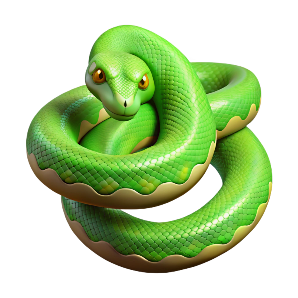 extraordinary minimalist A slithering green tree python NO BACKGROUND with Transparent Background. ultra HD png