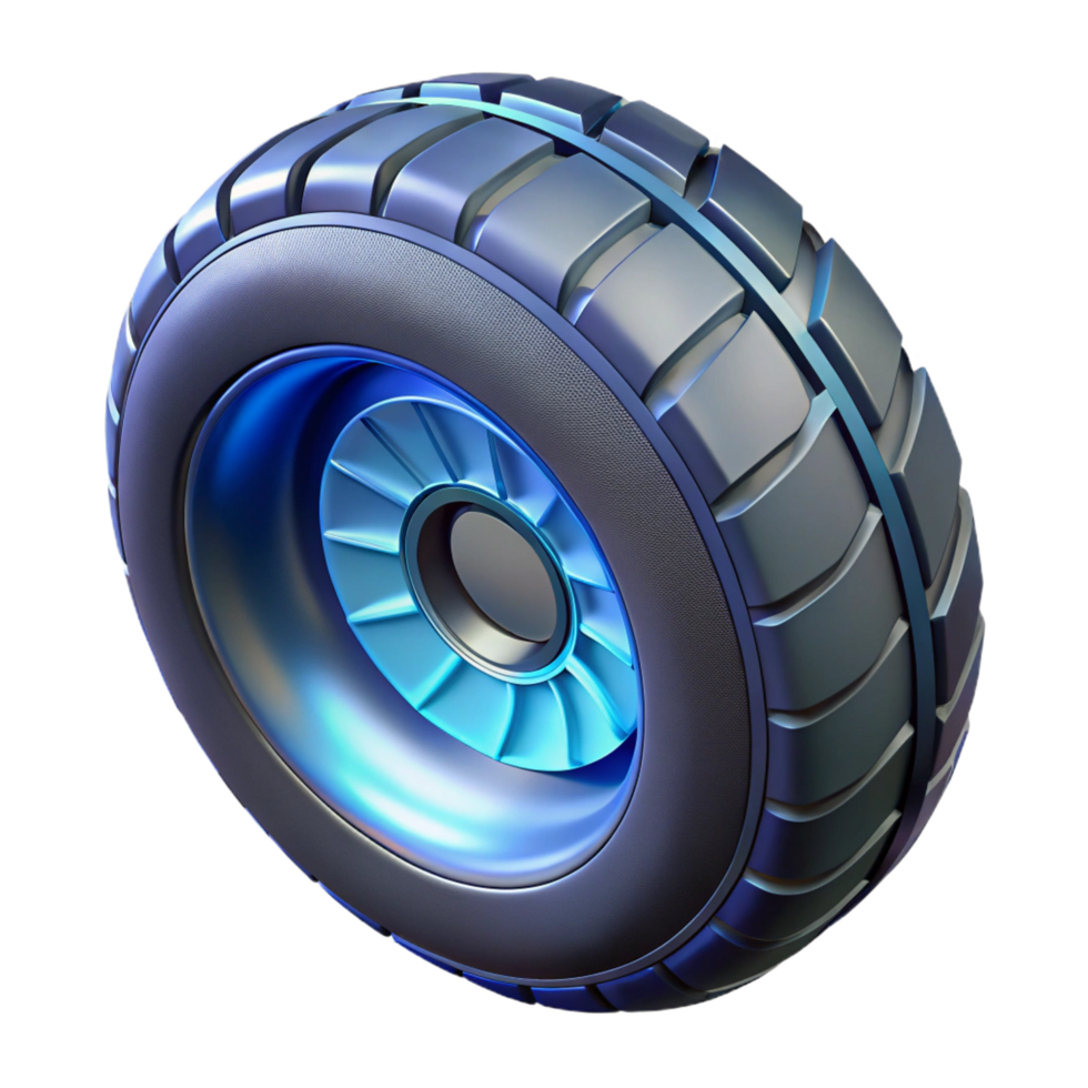 gorgeous iconic Futuristic vehicle tire with magnetic levitation technology. NO BACKGROUND with Transparent Background. png