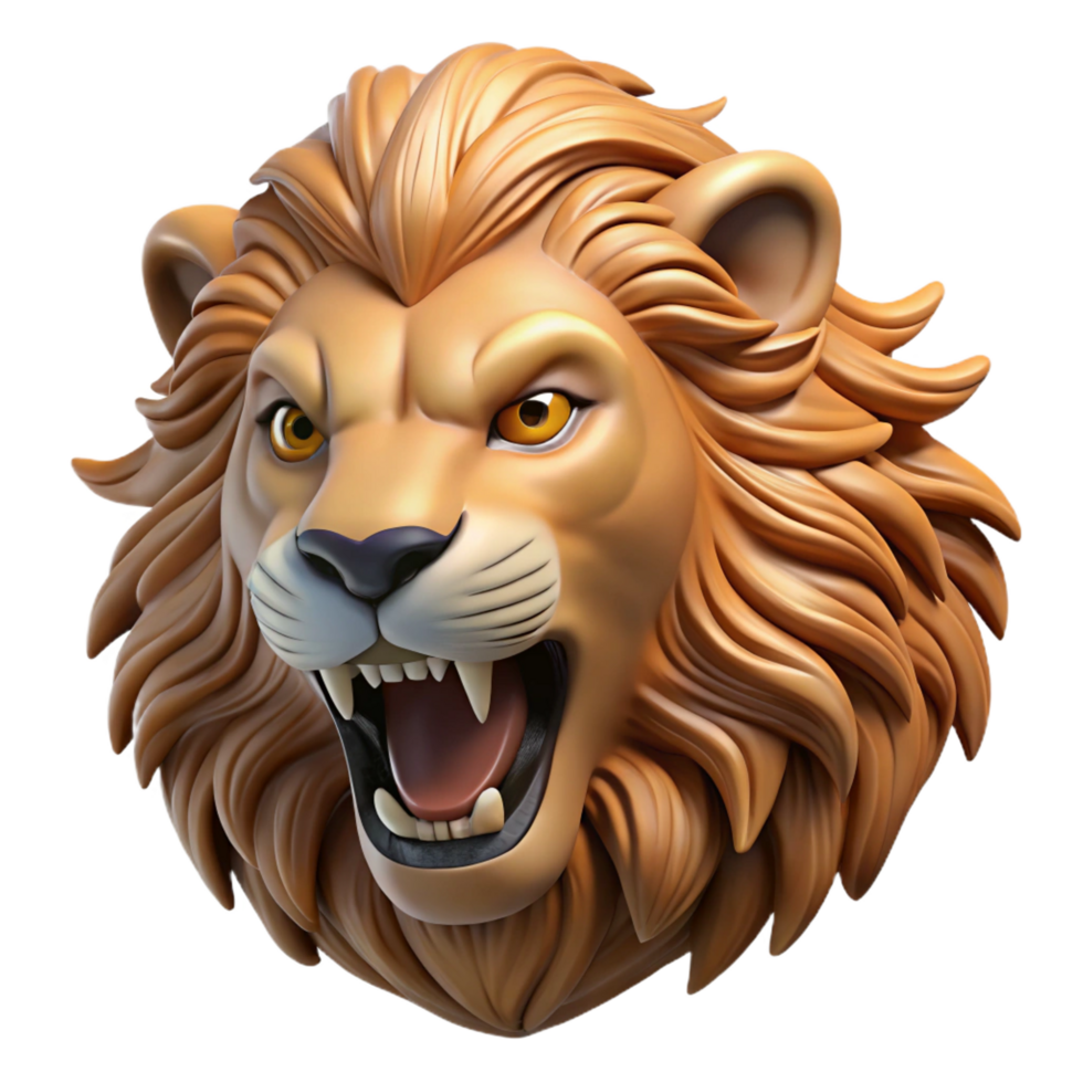 sumptuous nostalgic retro A fierce, roaring lion head, with a flowing mane. NO BACKGROUND with Transparent Background. crisp png
