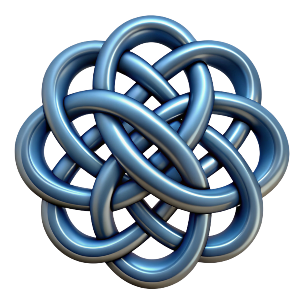 hypnotic mid-century Celtic Knot, intricate design, symbolic meaning, NO BACKGROUND with Transparent Background. detailed png