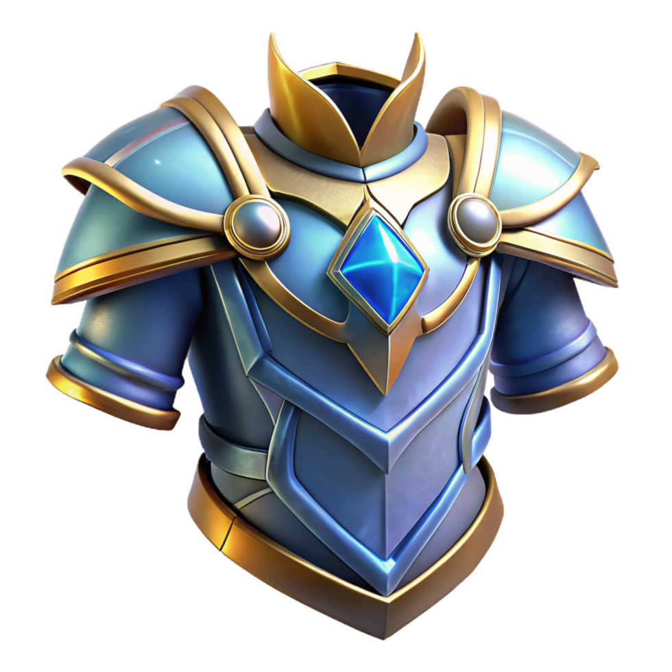 vibrant nostalgic gothic Mythical Armor, gleaming and powerful, providing protection, NO BACKGROUND with Transparent Background. refined png