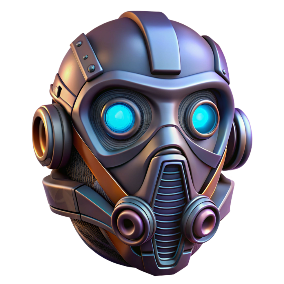 intense fascinating Cyberpunk mask, intricate design, glowing accents, respirator. NO BACKGROUND with Transparent Background. professional png