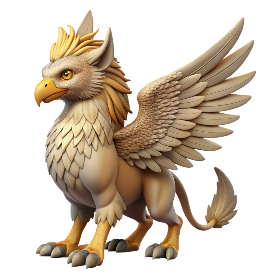 exceptional baroque Majestic griffin, intricately feathered, sharp talons, NO BACKGROUND with Transparent Background. sharp png
