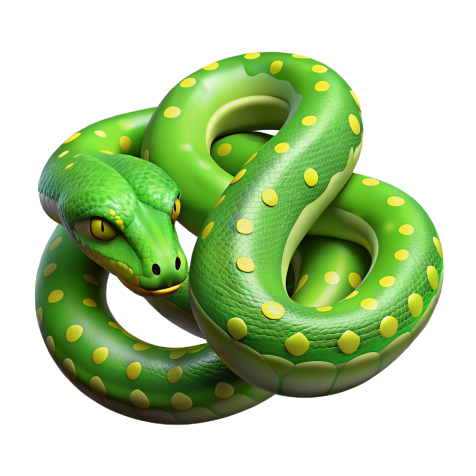 exemplary impressionist A slithering green tree python NO BACKGROUND with Transparent Background. impeccable png