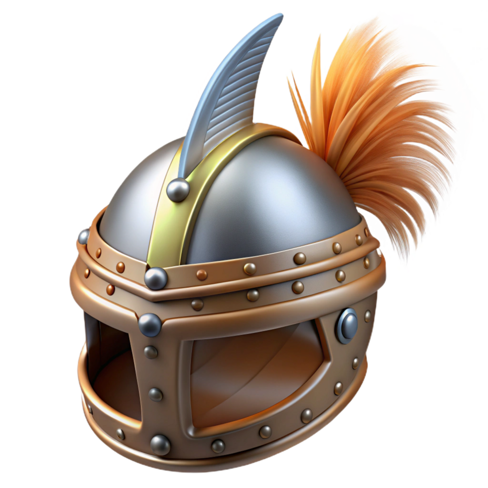 majestic signature Ornate medieval helmet, plumed crest, visor down, NO BACKGROUND with Transparent Background. png