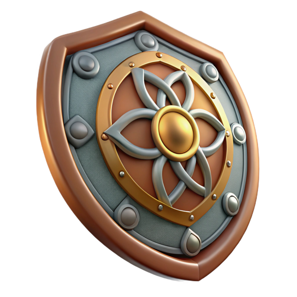 dramatic magnificent A decorative shield with an intricate Celtic design. NO BACKGROUND with Transparent Background. flawless png
