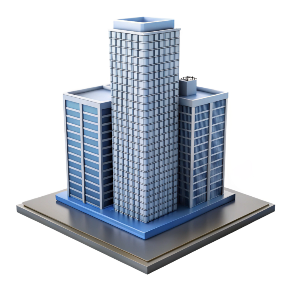 gorgeous nostalgic impressionist Modern skyscraper architectural model, NO BACKGROUND with Transparent Background. crisp png