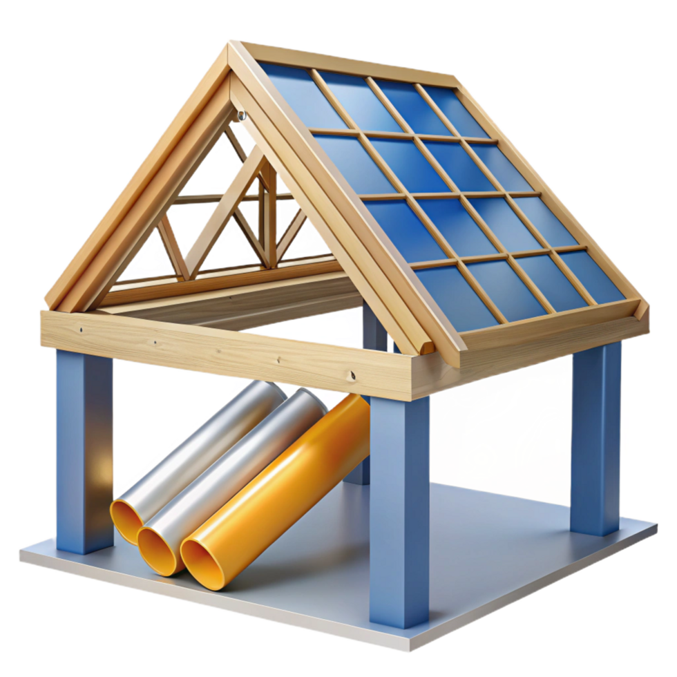 striking elegant Construction plan of a roof truss NO BACKGROUND with Transparent Background. exclusive png