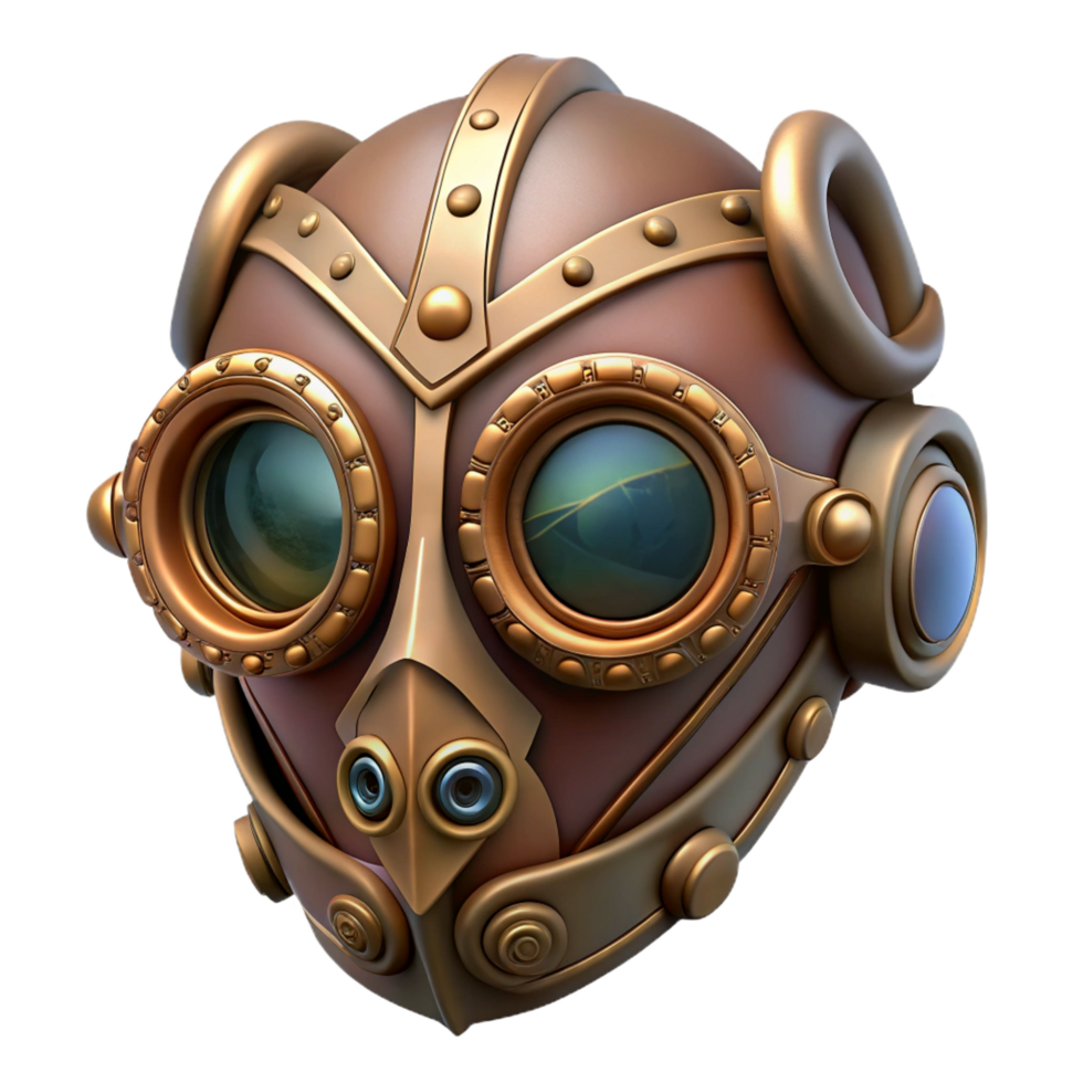 picturesque nordic Steampunk mask with intricate filigree and tinted lenses. NO BACKGROUND with Transparent Background. sharp png