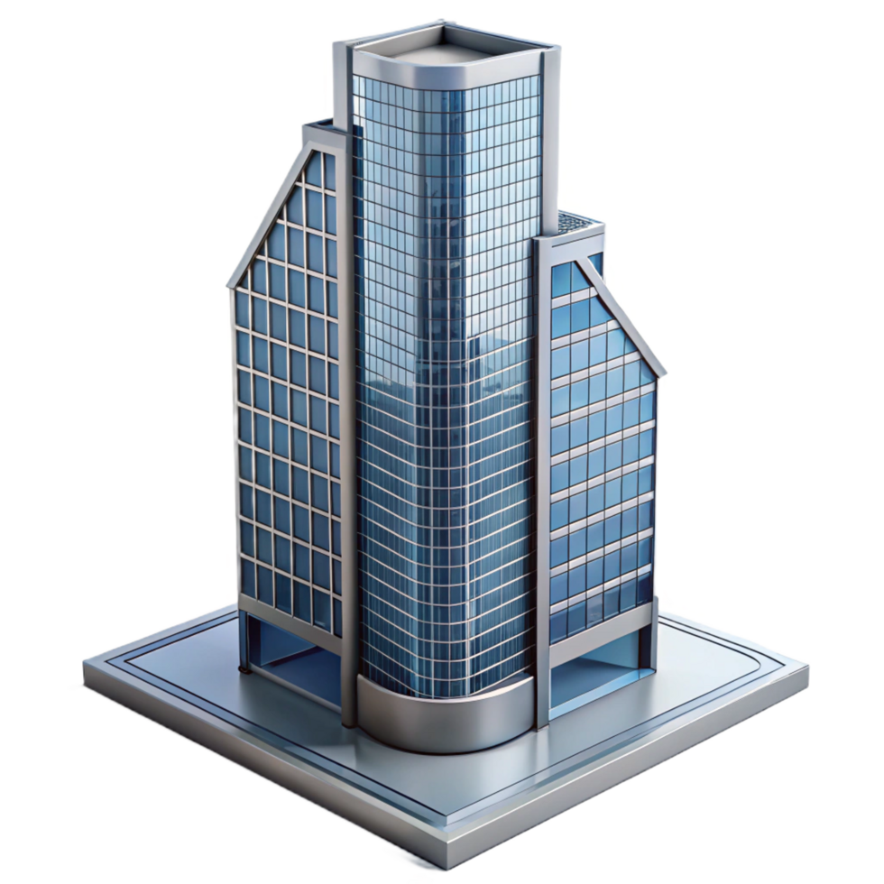 beautiful exemplary Modern skyscraper, glass and steel, NO BACKGROUND with Transparent Background. png