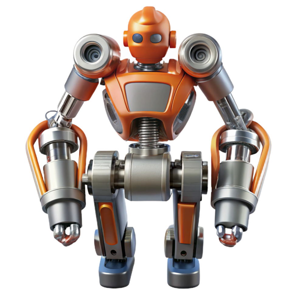 fascinating harmonious artistic Robotic exoskeleton with hydraulic pistons. NO BACKGROUND with Transparent Background. 8K png