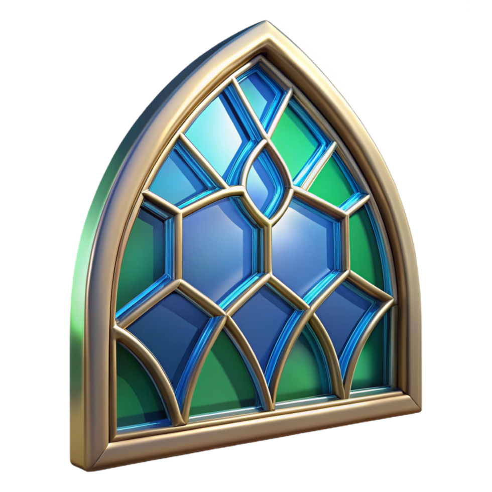 standout elegant Stained glass window fragment NO BACKGROUND with Transparent Background. professional png