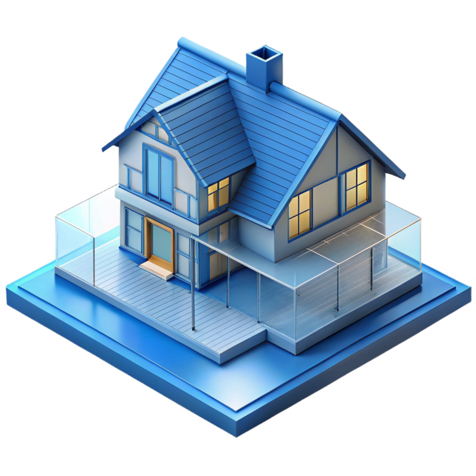 wonderful nostalgic modern Blueprint of a residential house NO BACKGROUND with Transparent Background. fine detail png