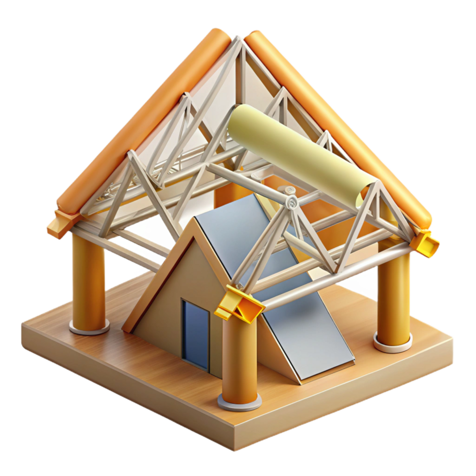 exemplary surreal Construction plan of a roof truss NO BACKGROUND with Transparent Background. exclusive png