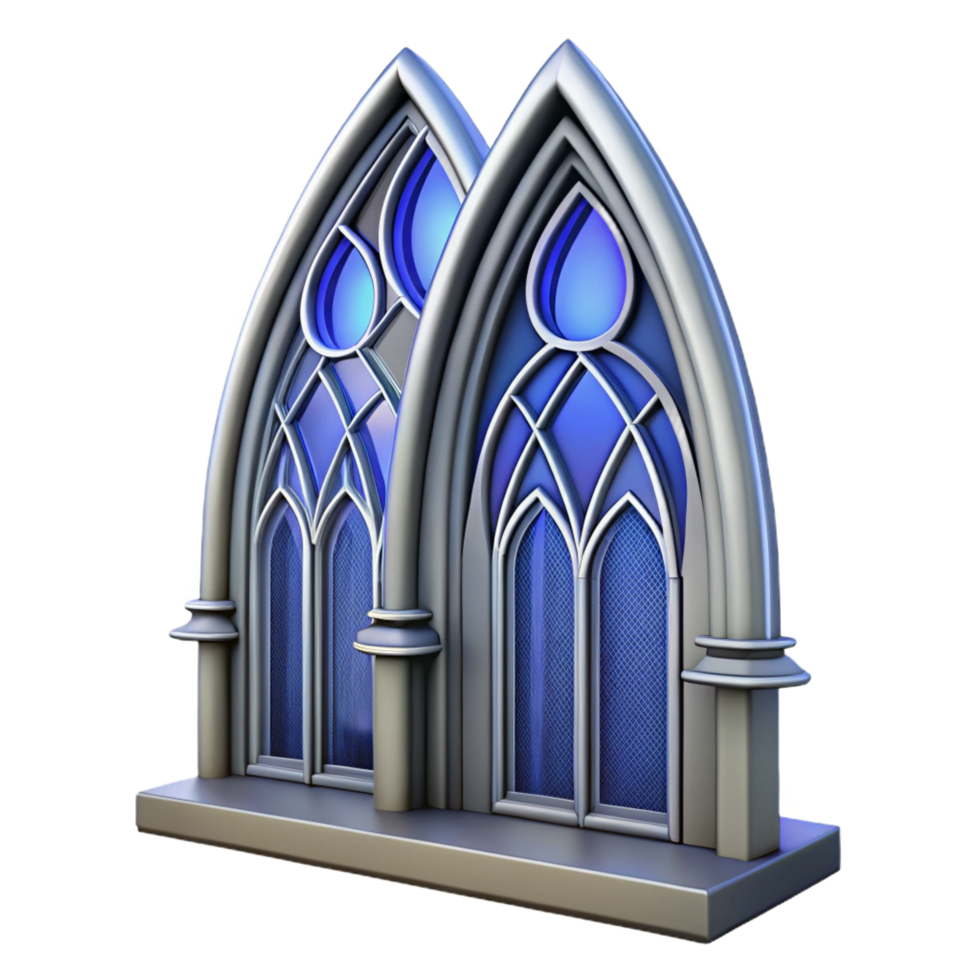striking rare Gothic cathedral stained glass window, NO BACKGROUND with Transparent Background. png