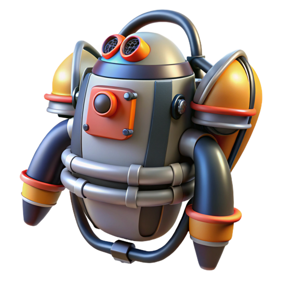 nostalgic stunning Futuristic jetpack, thrusters, control panel, harness. NO BACKGROUND with Transparent Background. impeccable png