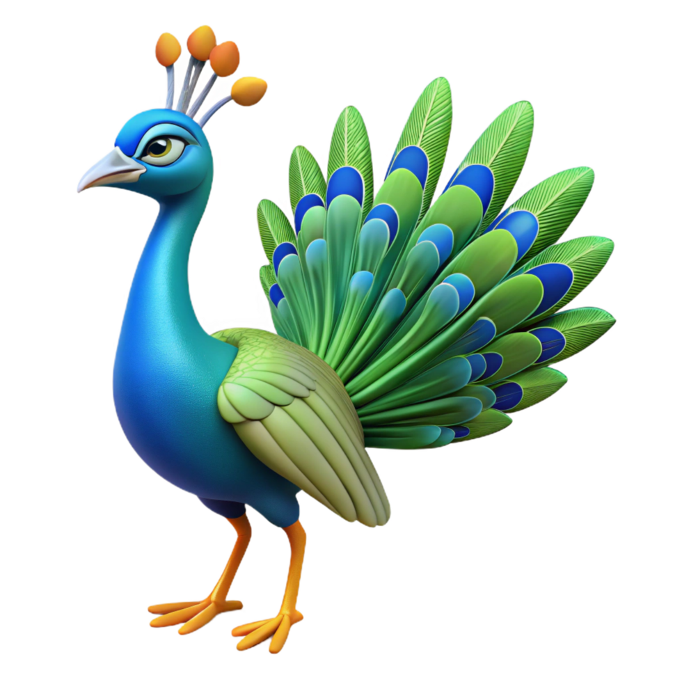 fascinating joyful baroque A strutting peacock, NO BACKGROUND with Transparent Background. museum quality png