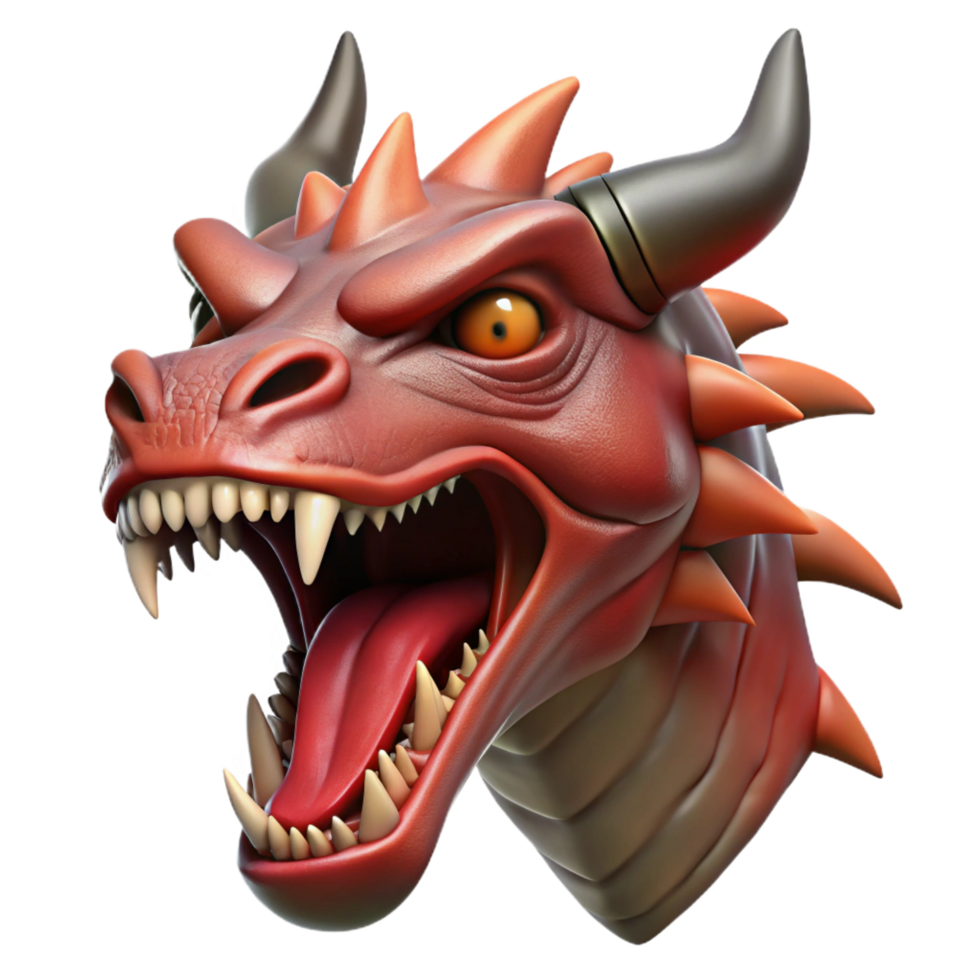 impressive dramatic elegant A fierce dragon head, snarling, NO BACKGROUND with Transparent Background. exclusive png