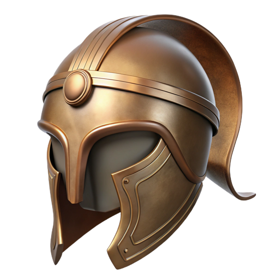 joyful sumptuous An ancient Greek Helmet, bronze and crested, NO BACKGROUND with Transparent Background. refined png