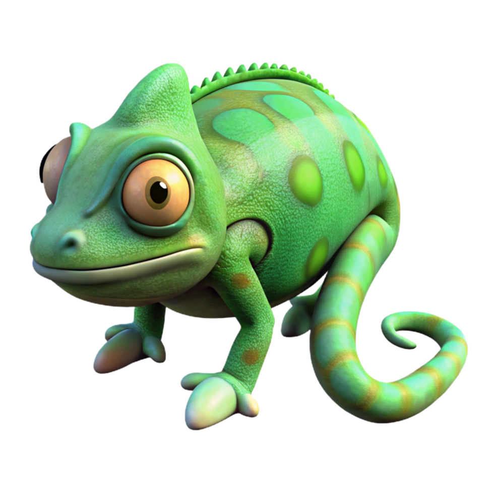 energetic impressive A camouflaged chameleon. NO BACKGROUND with Transparent Background. studio quality png