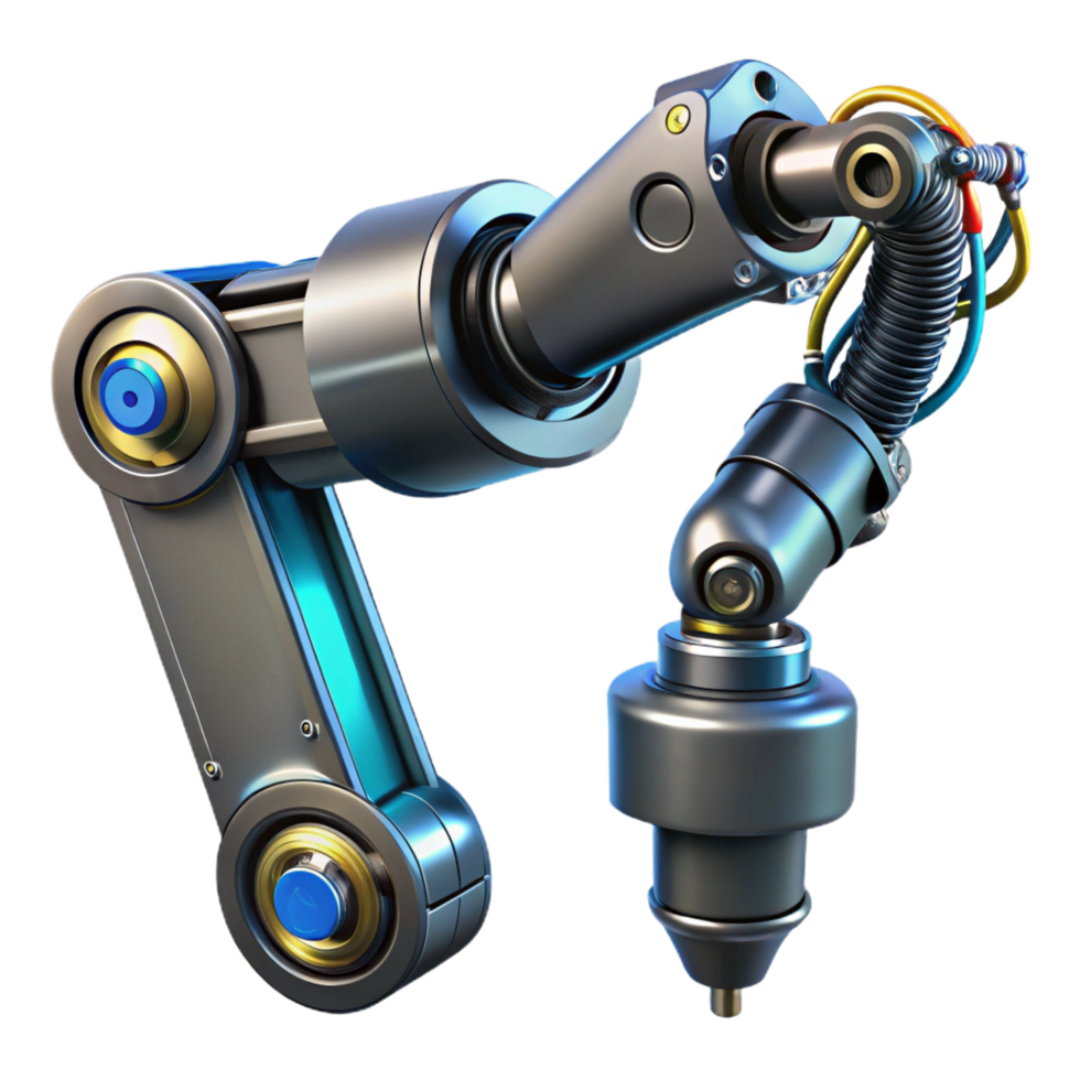 vibrant ethereal creative Cyberpunk robotic arm with intricate wiring. NO BACKGROUND with Transparent Background. ultra HD png