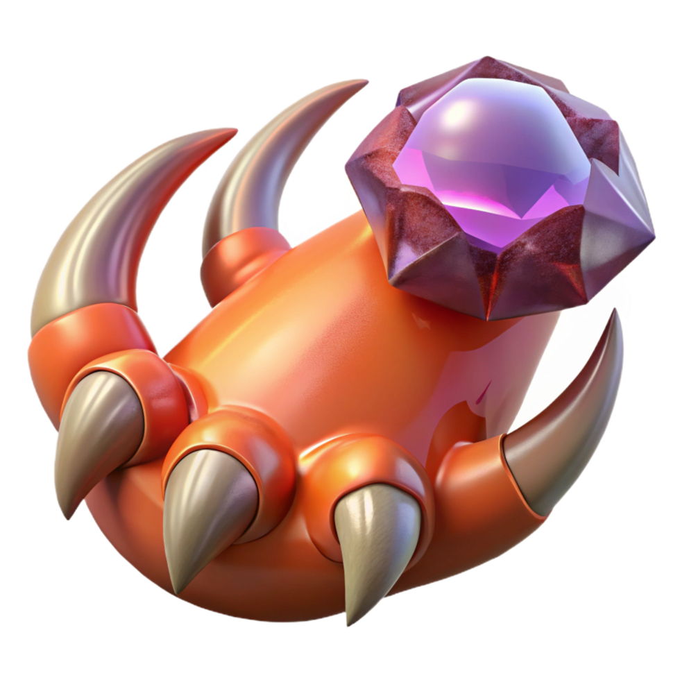 inspired baroque A fierce dragon claw, clutching a gemstone. NO BACKGROUND with Transparent Background. professional png