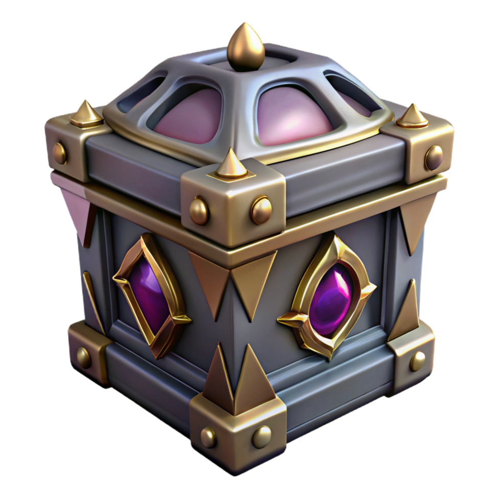 immaculate elegant Pandora's Box, ornate and mysterious, containing all the evils of the world, NO BACKGROUND with Transparent Background. museum quality png