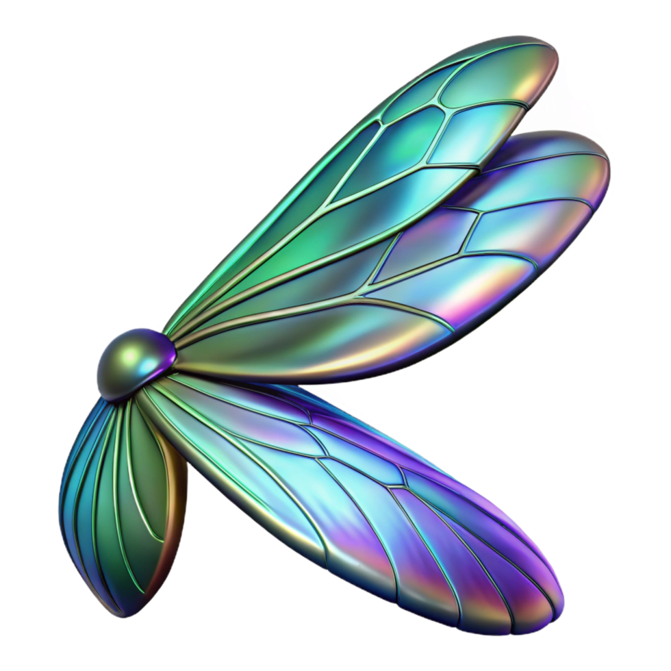 spectacular celebrated Alien insect wing with iridescent scales. NO BACKGROUND with Transparent Background. png