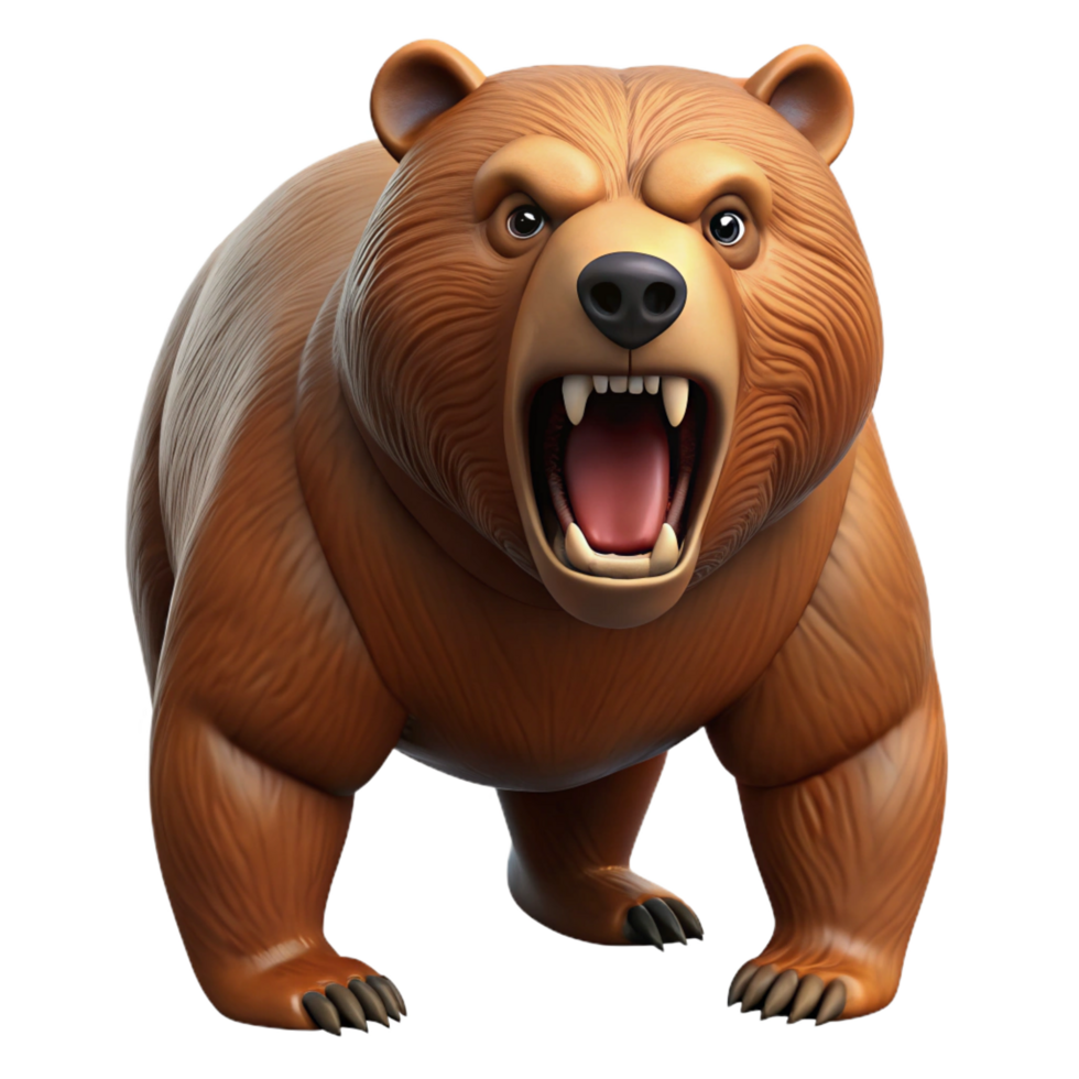 fascinating remarkable A growling grizzly bear, NO BACKGROUND with Transparent Background. png