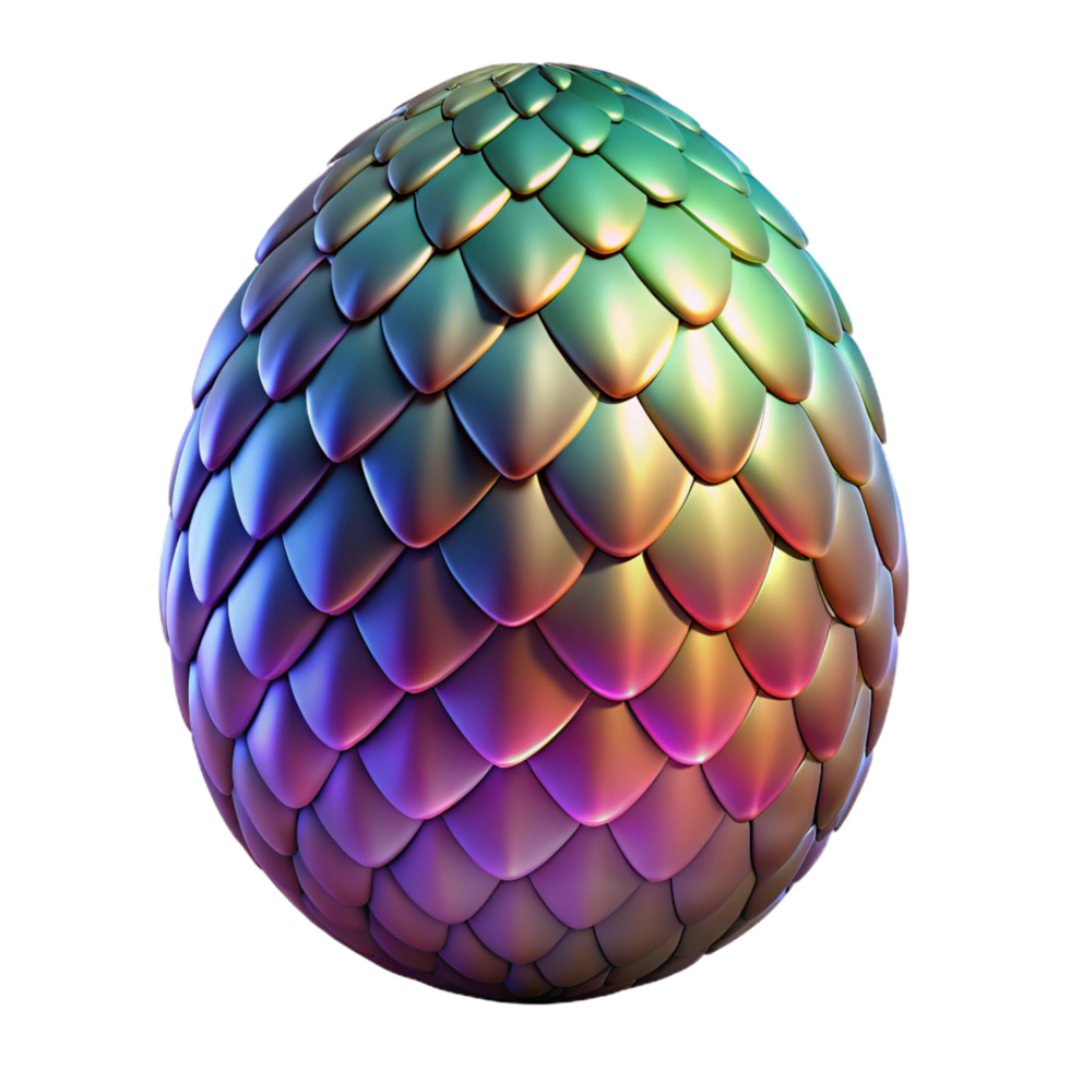 immaculate notable A fierce dragon egg, scales shimmering with iridescent colors. NO BACKGROUND with Transparent Background. png