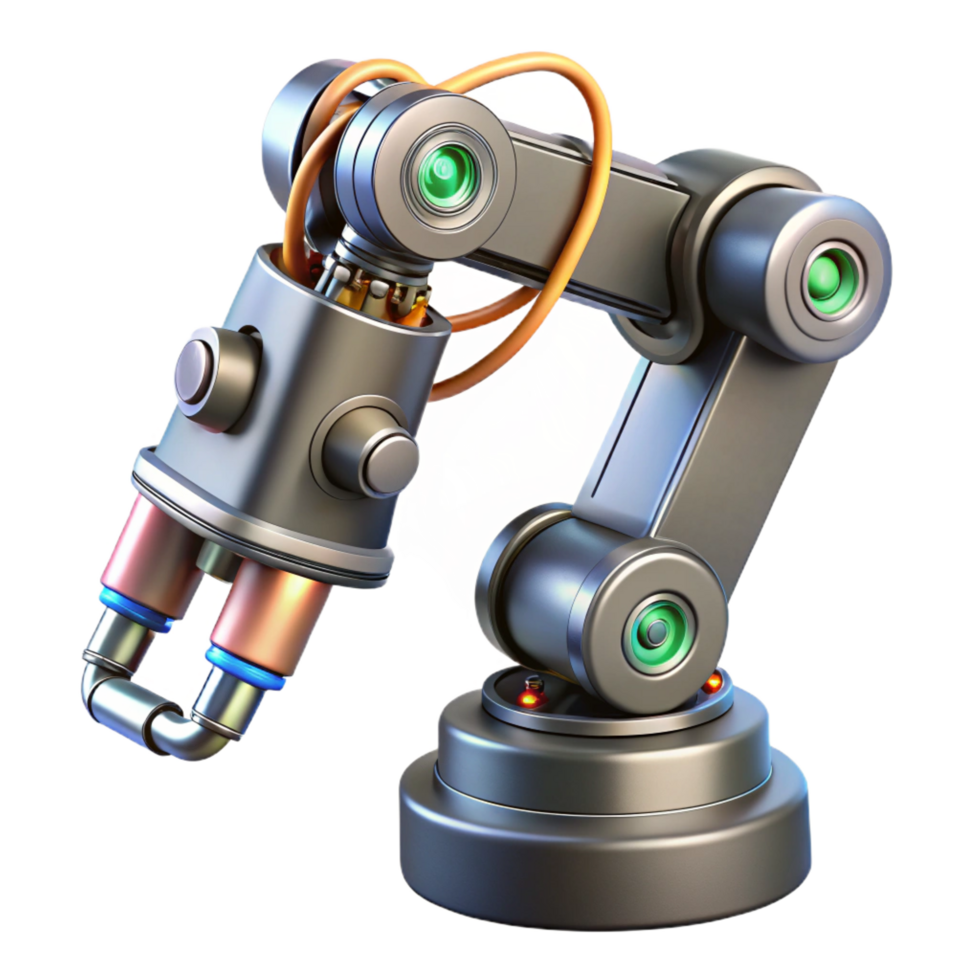 stunning playful contemporary Cyberpunk robotic arm with intricate wiring NO BACKGROUND with Transparent Background. refined png