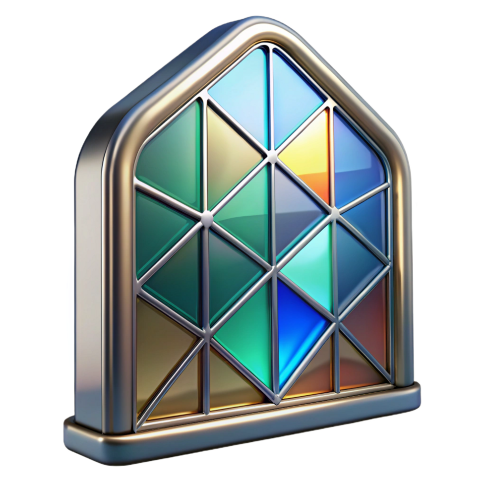 exquisite timeless Stained glass window panel, abstract design, NO BACKGROUND with Transparent Background. png
